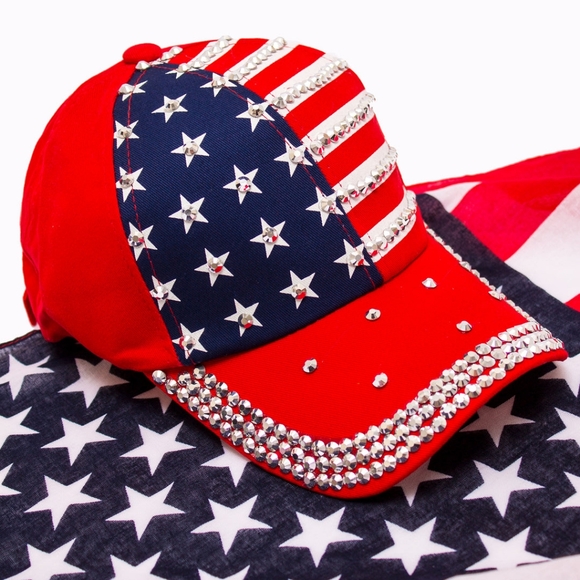 USA Rhinestone Baseball Cap - Picture 2 of 14